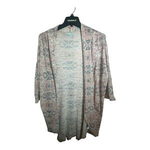 Maurices Womens Pastel Open Cardigan 3/4 Sleeve Knit Southwestern Size Small